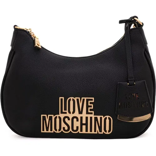 Shoulder Bags, female, , Size: ONE SIZE Half Moon Shaped Bag with Zip - Love Moschino - Modalova