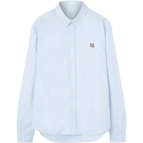 Blau Klassisches Oxford Hemd mit Fox Head , Herren, Größe: 2XL - Maison Kitsuné - Modalova