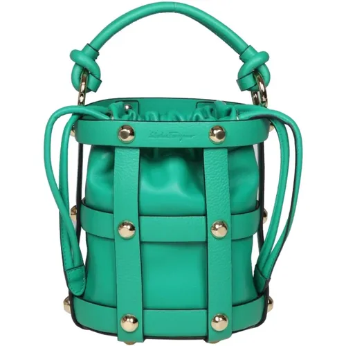 Emerald Ss23 Bucket Bag Backpack , female, Sizes: ONE SIZE - Salvatore Ferragamo - Modalova