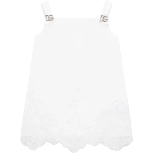 Weiße gerüschte Quadrat-Hals-Kleid - Dolce & Gabbana - Modalova