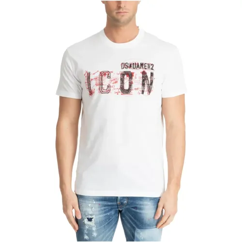 Patterned T-shirt for Men , male, Sizes: S, XL, L, M - Dsquared2 - Modalova