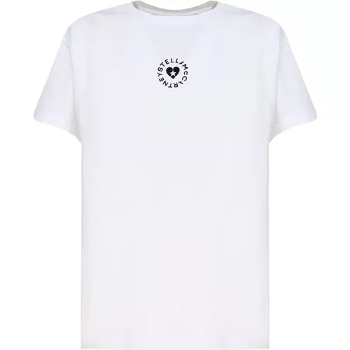 Bio-Baumwolle Weiße T-Shirts und Polos,Lovestruck Weißes Bio-Baumwoll-T-Shirt - Stella Mccartney - Modalova