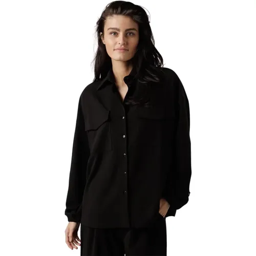 Overshirt Crepe Schwarz , Damen, Größe: M - 10Days - Modalova