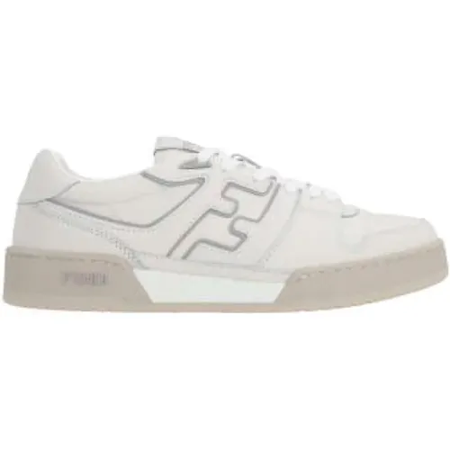 White Leather Low-Top Sneakers with Grey Accents , male, Sizes: 11 UK - Fendi - Modalova