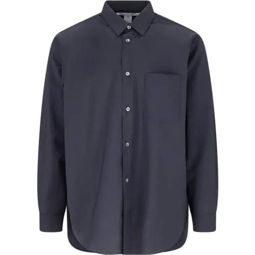 Klisches blaues Wollhemd mit Knopfverschluss , Herren, Größe: L - Comme des Garçons - Modalova