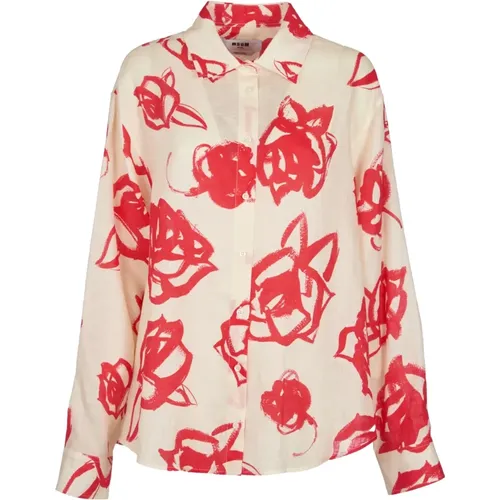 Red Printed Shirt , female, Sizes: XS - Msgm - Modalova