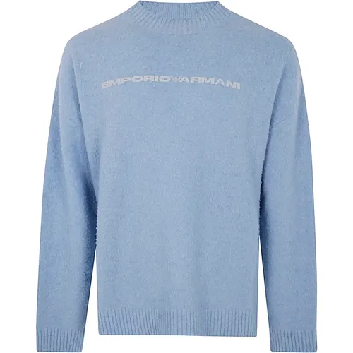 Hellblauer Melange Pullover , Herren, Größe: M - Emporio Armani - Modalova