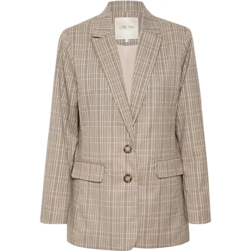 Ancient Scroll Check Blazer Jacket , female, Sizes: 2XL, XS, M - Cream - Modalova