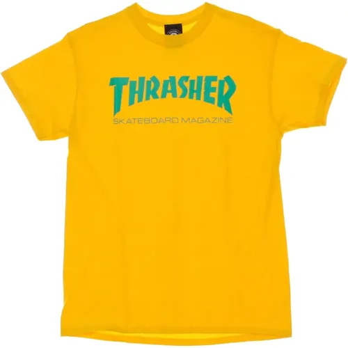 T-Shirts, male, , Size: L Gold/Green Skatemag Tee Short Sleeve T-Shirt - Thrasher - Modalova