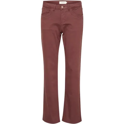 Straight Leg Twill Pants Rum Raisin , female, Sizes: W25 L32, W30 L32, W24 L32, W28 L32, W31 L32 - Cream - Modalova