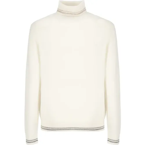 Turtlenecks, male, , Size: XL Ivory Virgin Wool High Neck Sweater - Lubiam - Modalova