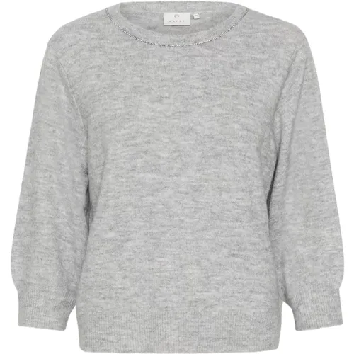 Grau Melange Pullover Strick , Damen, Größe: L - Kaffe - Modalova