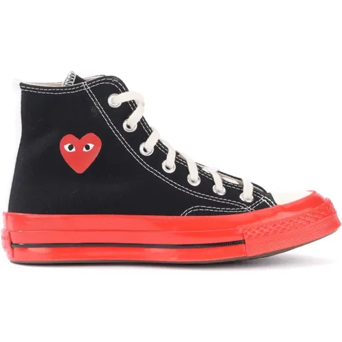 Hohe Chuck Taylor All Star Sneakers in Schwarz und Rot , Damen, Größe: 38 1/2 EU - Comme des Garçons Play - Modalova