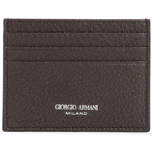 Wallets & Cardholders, male, , Size: ONE SIZE Leather Credit Card Holder - Giorgio Armani - Modalova