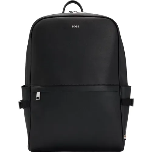 Modern Worked Material Backpack with Striped Detail , male, Sizes: ONE SIZE - Hugo Boss - Modalova