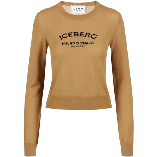 Logo Rundhals Wollpullover , Damen, Größe: S - Iceberg - Modalova