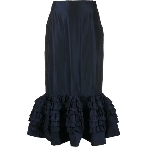 Navy Midi Skirt with Invisible Zipper , female, Sizes: 2XS - Molly Goddard - Modalova