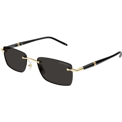 Sunglasses, male, , Size: 54 MM Meisterstück Sunglasses Black Gold Blue - Montblanc - Modalova