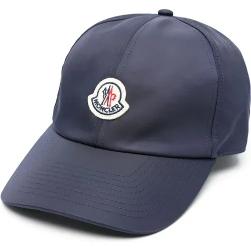 Blaue Logo Satin Baseball Cap - Moncler - Modalova