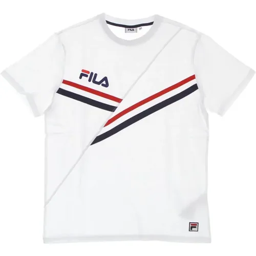 Weißes Herren T-Shirt Kurzarm , Herren, Größe: L - Fila - Modalova