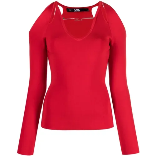 Cut Out Sweater with V-neck , female, Sizes: L, S - Karl Lagerfeld - Modalova