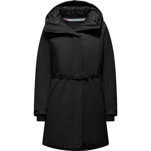 Schwarze Parka mit fester Kapuze , Damen, Größe: S - Invicta - Modalova