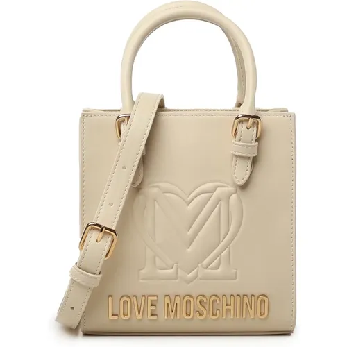 Tote Bags, female, , Size: ONE SIZE Gold Logo Shoulder Bag - Love Moschino - Modalova