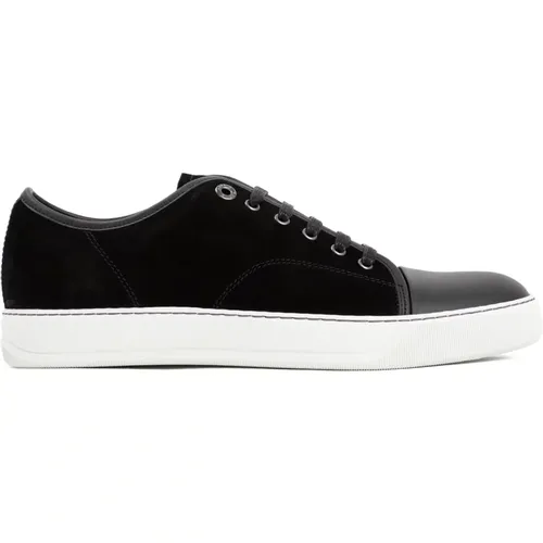 Schwarze Sneakers mit Lederakzenten , Herren, Größe: 41 EU - Lanvin - Modalova