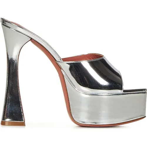 Silver Slipper Sandals with Platform , female, Sizes: 8 UK - Amina Muaddi - Modalova