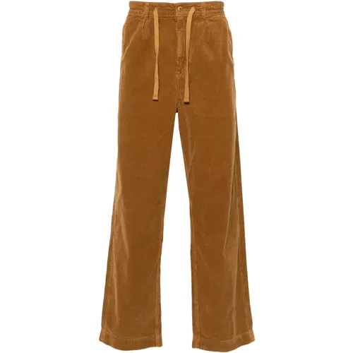 Straight Trousers, male, , Size: L Corduroy Straight Trousers in Cognac Brown - Ralph Lauren - Modalova