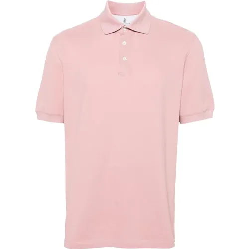 Cotton Polo Shirt Short Sleeves , male, Sizes: M - BRUNELLO CUCINELLI - Modalova