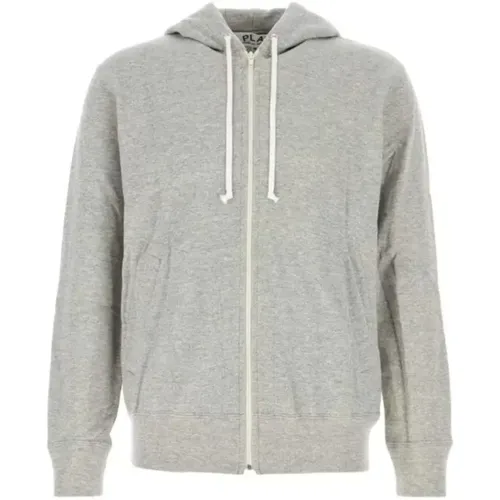 Zip-throughs, female, , Size: XL Hooded Cotton Sweatshirt (Grey) - Comme des Garçons Play - Modalova