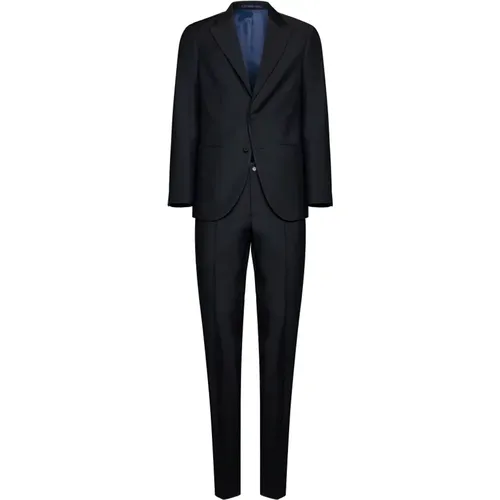 Single Breasted Suits, male, , Size: 2XL Wool Suit with Peak Lapels - D4.0 - Modalova