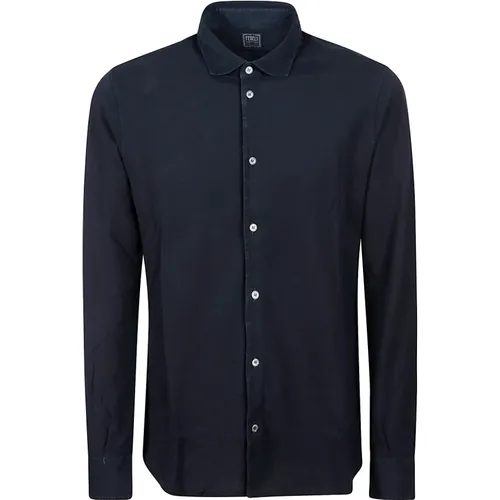 Long-Sleeved Cotton Shirt with Collar , male, Sizes: 3XL, L, 6XL, 2XL, 4XL, 5XL - Fedeli - Modalova