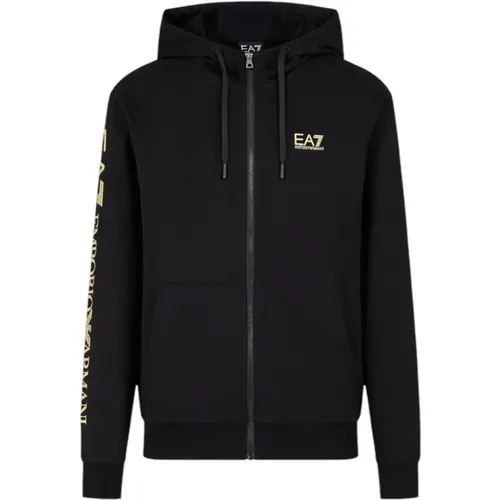 Zip-throughs, male, , Size: XS Cotton Hoodie Full Zip - Emporio Armani EA7 - Modalova