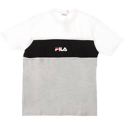 T-Shirts, male, , Size: XL Color Block Tee Light Melange - Fila - Modalova