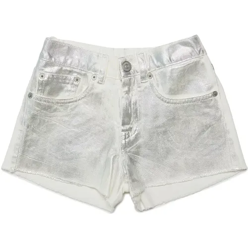 Weiße metallische Denim-Shorts - MM6 Maison Margiela - Modalova