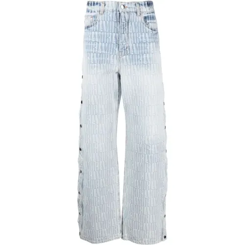 Straight Jeans, male, , Size: W32 Luxury Jacquard Snap-Off Straight Leg Jeans - Amiri - Modalova