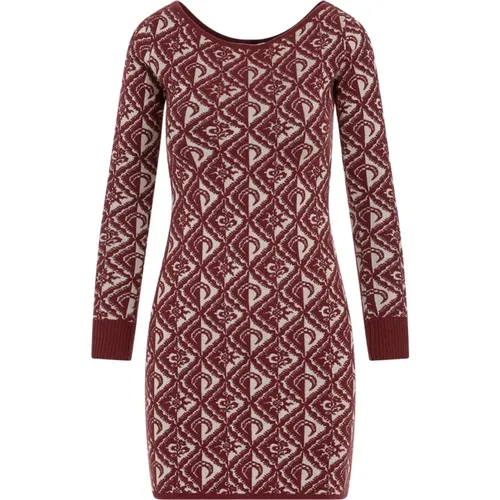 Burgund Strick Jacquard Mini Kleid , Damen, Größe: XS - Marine Serre - Modalova