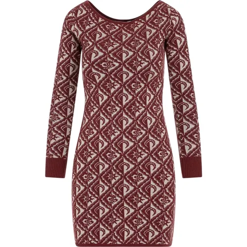 Burgundy Knit Jacquard Mini Dress , female, Sizes: M, L - Marine Serre - Modalova