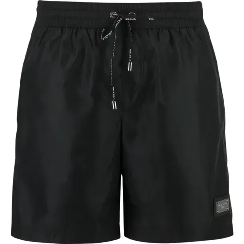 Silver Plaque Plate Drawstring Swimshorts , male, Sizes: XL, L, M, 2XL, S - Dolce & Gabbana - Modalova