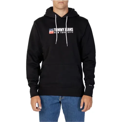 Herren Bedruckter Kapuzenpullover in Schwarz , Herren, Größe: XS - Tommy Jeans - Modalova