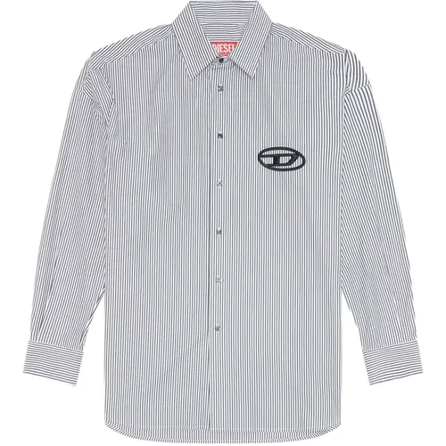 Loose-Fit-Shirt mit Logo-Stickerei , Herren, Größe: S - Diesel - Modalova