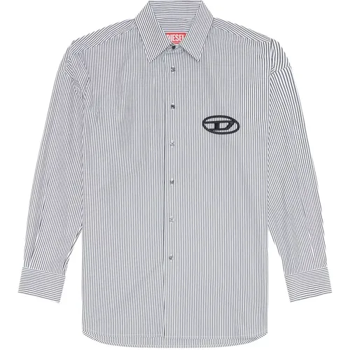 Loose fit shirt with embroidered logo , male, Sizes: S, L, XL, M - Diesel - Modalova
