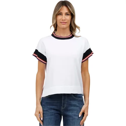 T-Shirts, female, , Size: M Short-sleeve top with contrast edges - Alpha Studio - Modalova