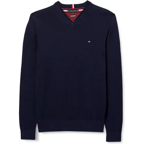 Blauer Pullover aus Bio-Baumwolle und Kaschmir , Herren, Größe: XL - Tommy Hilfiger - Modalova