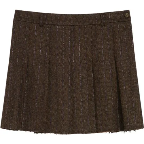 Short Skirts, female, , Size: L Pleated Wool Lamé Skirt - Iblues - Modalova