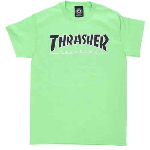 T-Shirts, male, , Size: M Mens Outline Tee Lime/Black - Thrasher - Modalova