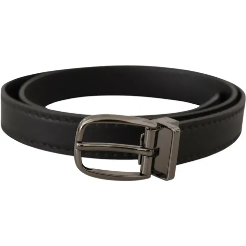 Belts, male, , Size: 95 CM Leather Metal Logo Buckle Belt - Dolce & Gabbana - Modalova