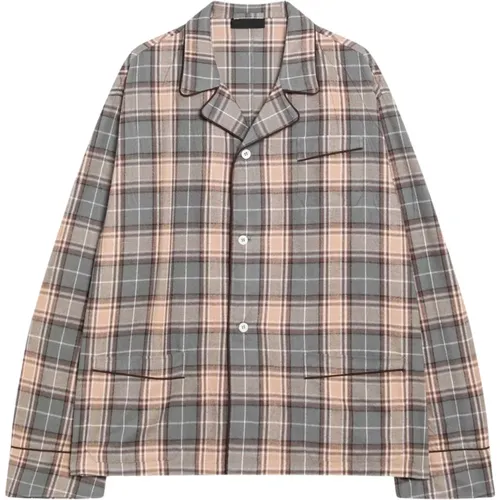 Casual Shirts, male, , Size: L Checked Cotton Shirt - Prada - Modalova